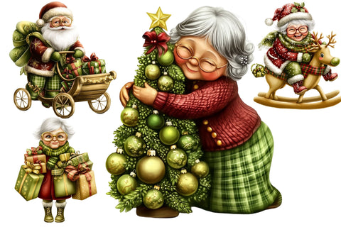 Funny Christmas Elderly Clipart Sublimation SVGArt 