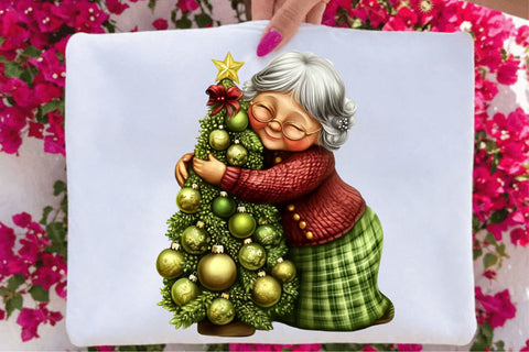 Funny Christmas Elderly Clipart Sublimation SVGArt 