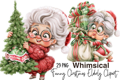 Funny Christmas Elderly Clipart Sublimation SVGArt 