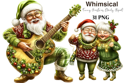Funny Christmas Elderly Clipart Sublimation SVGArt 
