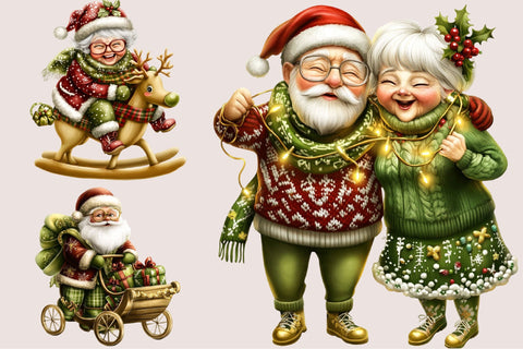 Funny Christmas Elderly Clipart Sublimation SVGArt 