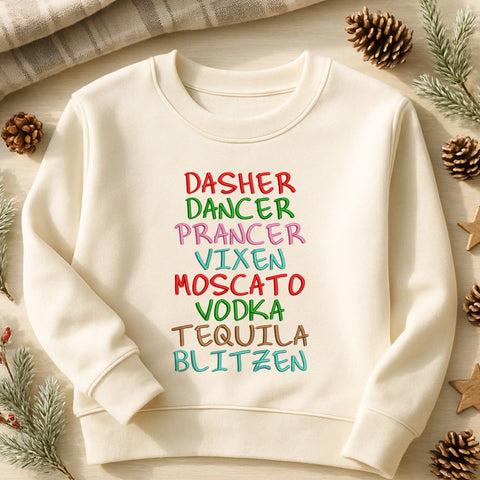 Funny Christmas Embroidery Design | Dasher Dancer Prancer Embroidery | Holiday Machine Embroidery | Santa Reindeer Embroidery | 5 Sizes Embroidery/Applique DESIGNS HappyDesignStudio 