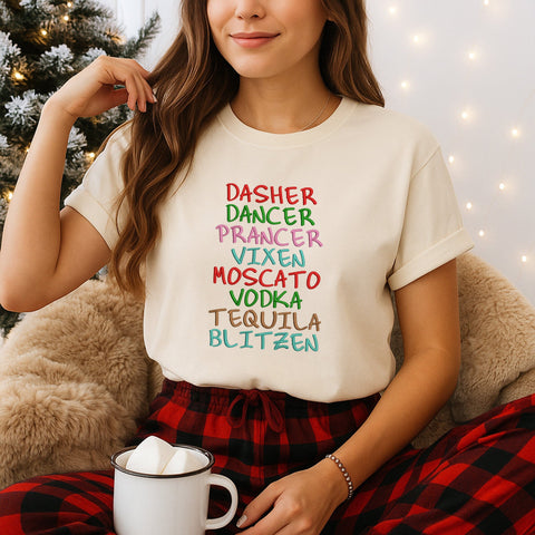 Funny Christmas Embroidery Design | Dasher Dancer Prancer Embroidery | Holiday Machine Embroidery | Santa Reindeer Embroidery | 5 Sizes Embroidery/Applique DESIGNS HappyDesignStudio 