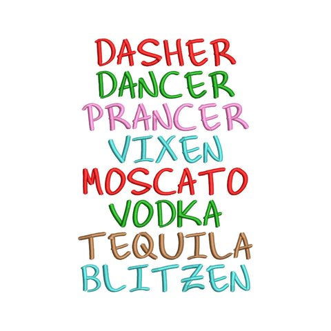 Funny Christmas Embroidery Design | Dasher Dancer Prancer Embroidery | Holiday Machine Embroidery | Santa Reindeer Embroidery | 5 Sizes Embroidery/Applique DESIGNS HappyDesignStudio 