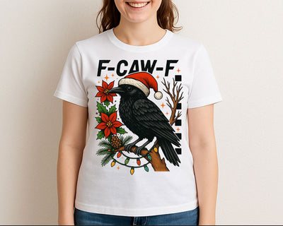 Funny Christmas F-CAW-F Crow with Santa Hat PNG SVG BillahCrafts 