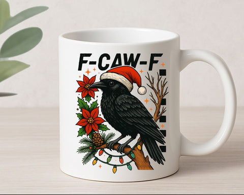 Funny Christmas F-CAW-F Crow with Santa Hat PNG SVG BillahCrafts 
