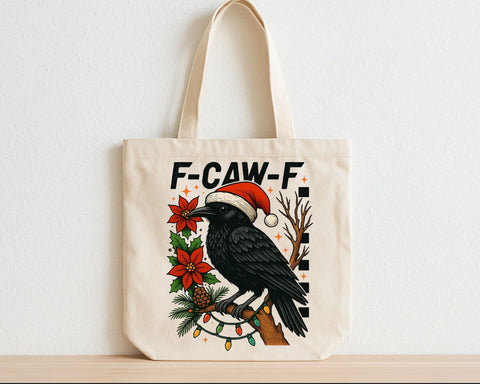 Funny Christmas F-CAW-F Crow with Santa Hat PNG SVG BillahCrafts 
