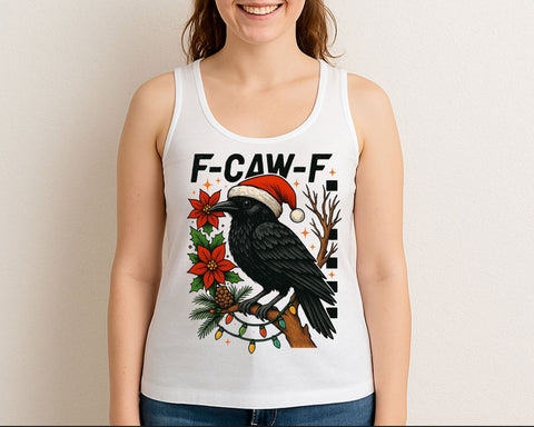 Funny Christmas F-CAW-F Crow with Santa Hat PNG SVG BillahCrafts 