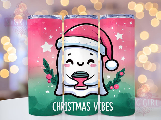 Funny Christmas, Ghost Design, Christmas Vibes, PNG Wrap, Sublimation Art, Holiday Humor, Festive Drinkware, Unique Christmas Gifts Sublimation SvggirlplusArt 