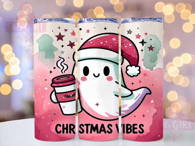 Funny Christmas, Ghost Design, Christmas Vibes, PNG Wrap, Sublimation Art, Holiday Humor, Festive Drinkware, Unique Christmas Gifts Sublimation SvggirlplusArt 