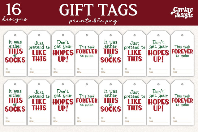 Funny Christmas Gift Tags Bundle Sublimation Carla C Designs 