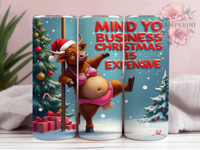 Funny Christmas Highland Cow Tumbler, Christmas Cow Mug, 20oz Cow Design, Highland Cow Gift, Holiday Drinkware, Cow Sublimation Wrap, Cute Christmas Tumbler Sublimation Li Zamperini 