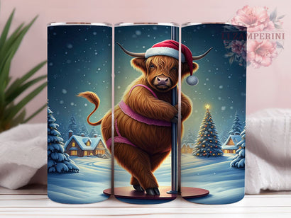 Funny Christmas Highland Cow Tumbler, Christmas Cow Mug, 20oz Cow Design, Highland Cow Gift, Holiday Drinkware, Cow Sublimation Wrap, Cute Christmas Tumbler Sublimation Li Zamperini 