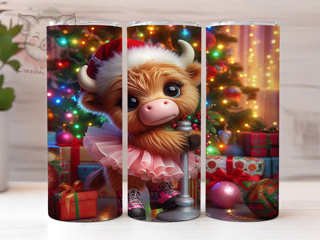 Funny Christmas Highland Cow Tumbler, Christmas Cow Sublimation Design, Festive Cow Art, 20oz Holiday Tumbler, Whimsical Cow Mug, Stylish Christmas Cup, Cozy Cow Wrap Sublimation Lara' s Designs 