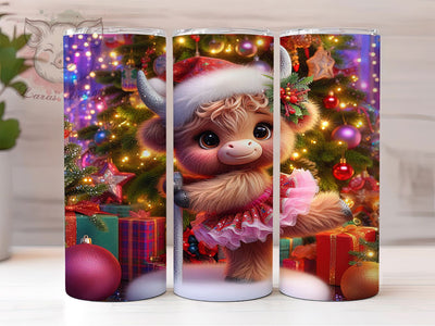 Funny Christmas Highland Cow Tumbler, Christmas Cow Sublimation Design, Festive Cow Art, 20oz Holiday Tumbler, Whimsical Cow Mug, Stylish Christmas Cup, Cozy Cow Wrap Sublimation Lara' s Designs 