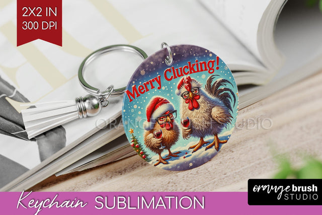Funny Christmas Keychain PNG, Chicken Keychain Sublimation Sublimation OrangeBrushStudio 