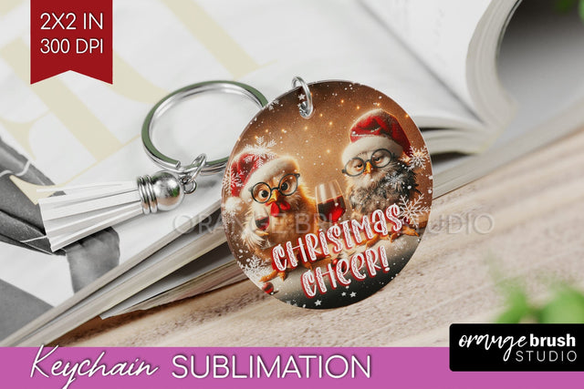 Funny Christmas Keychain PNG, Chicken Keychain Sublimation Sublimation OrangeBrushStudio 