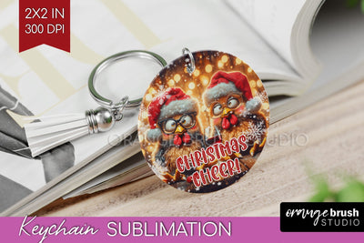 Funny Christmas Keychain PNG, Chicken Keychain Sublimation Sublimation OrangeBrushStudio 