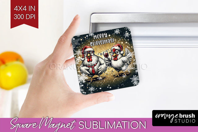 Funny Christmas Magnet Sublimation - Chicken Magnet PNG Sublimation OrangeBrushStudio 