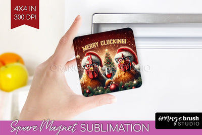 Funny Christmas Magnet Sublimation - Chicken Magnet PNG Sublimation OrangeBrushStudio 