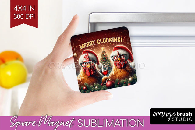 Funny Christmas Magnet Sublimation - Chicken Magnet PNG Sublimation OrangeBrushStudio 