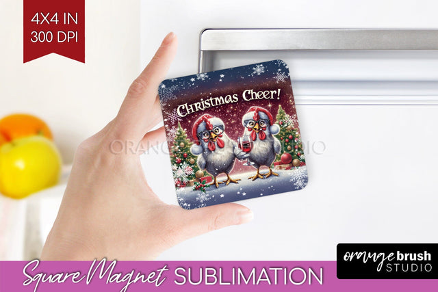 Funny Christmas Magnet Sublimation - Chicken Magnet PNG Sublimation OrangeBrushStudio 