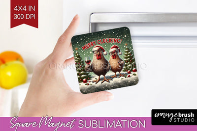 Funny Christmas Magnet Sublimation - Chicken Magnet PNG Sublimation OrangeBrushStudio 
