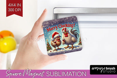 Funny Christmas Magnet Sublimation - Chicken Magnet PNG Sublimation OrangeBrushStudio 