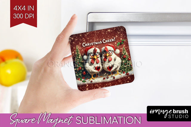 Funny Christmas Magnet Sublimation - Chicken Magnet PNG Sublimation OrangeBrushStudio 