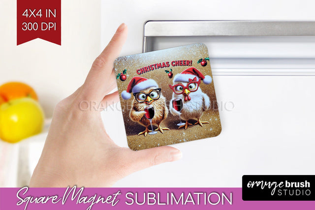 Funny Christmas Magnet Sublimation - Chicken Magnet PNG Sublimation OrangeBrushStudio 