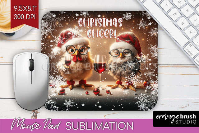 Funny Christmas Mouse Pad Sublimation - Chicken Mousepad PNG Sublimation OrangeBrushStudio 