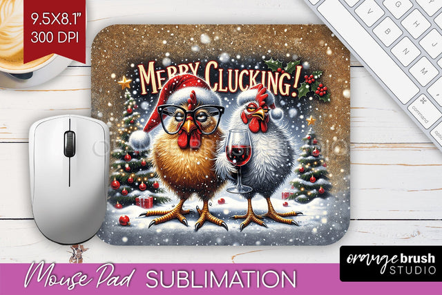 Funny Christmas Mouse Pad Sublimation - Chicken Mousepad PNG Sublimation OrangeBrushStudio 