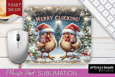 Funny Christmas Mouse Pad Sublimation - Chicken Mousepad PNG Sublimation OrangeBrushStudio 