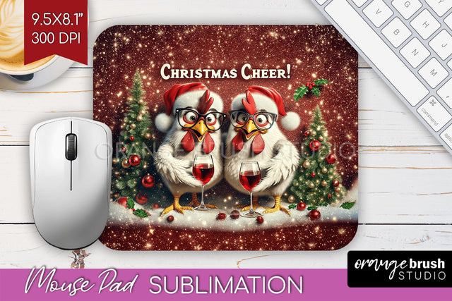 Funny Christmas Mouse Pad Sublimation - Chicken Mousepad PNG Sublimation OrangeBrushStudio 