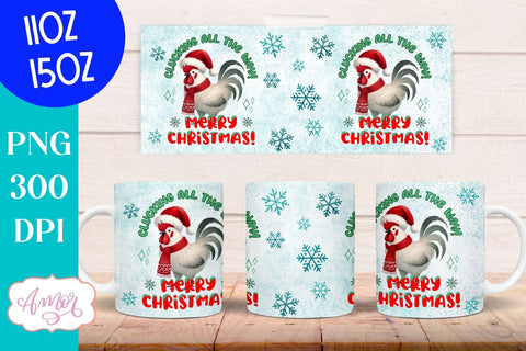 Funny Christmas mug wrap PNG | Christmas rooster coffee mug Sublimation Amorclipart 