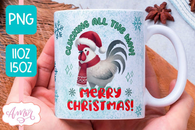 Funny Christmas mug wrap PNG | Christmas rooster coffee mug Sublimation Amorclipart 