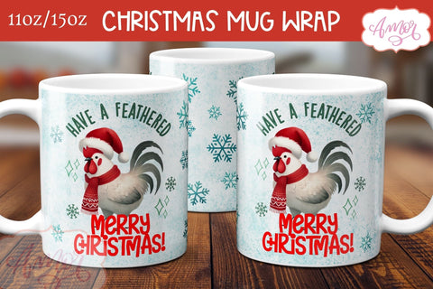 Funny Christmas mug wrap PNG | Christmas rooster coffee mug Sublimation Amorclipart 