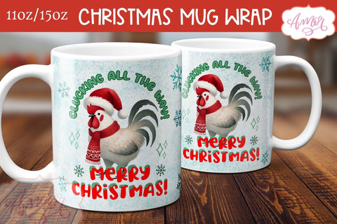 Funny Christmas mug wrap PNG | Christmas rooster coffee mug Sublimation Amorclipart 