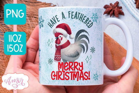 Funny Christmas mug wrap PNG | Christmas rooster coffee mug Sublimation Amorclipart 
