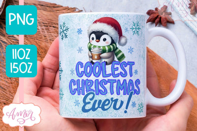 Funny Christmas mug wrap PNG | Cute penguin mug PNG Sublimation Amorclipart 