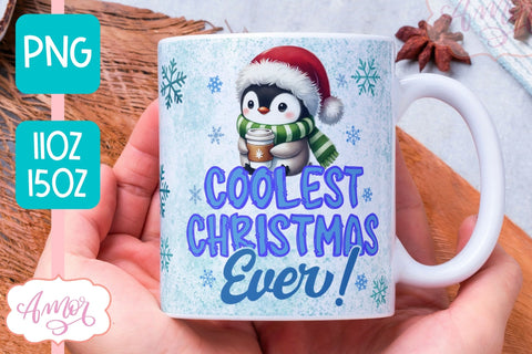 Funny Christmas mug wrap PNG | Cute penguin mug PNG Sublimation Amorclipart 