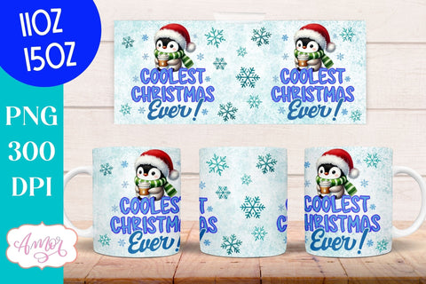 Funny Christmas mug wrap PNG | Cute penguin mug PNG Sublimation Amorclipart 