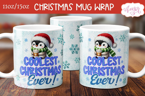 Funny Christmas mug wrap PNG | Cute penguin mug PNG Sublimation Amorclipart 