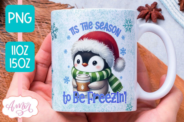 Funny Christmas mug wrap PNG | Cute penguin mug PNG Sublimation Amorclipart 