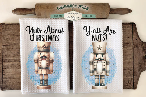Funny Christmas Nutcrackers Sublimation Kitchen Towel PNG Sublimation Ewe-N-Me Designs 