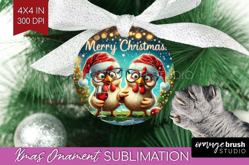 Funny Christmas Ornament PNG - Chicken Ornament Sublimation Sublimation OrangeBrushStudio 