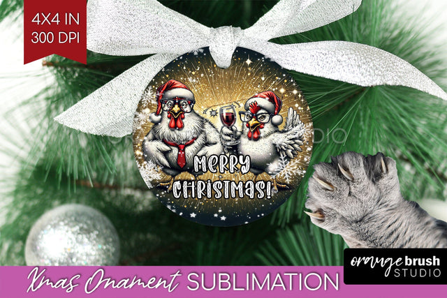 Funny Christmas Ornament PNG - Chicken Ornament Sublimation Sublimation OrangeBrushStudio 