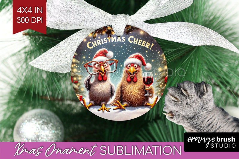 Funny Christmas Ornament PNG - Chicken Ornament Sublimation Sublimation OrangeBrushStudio 
