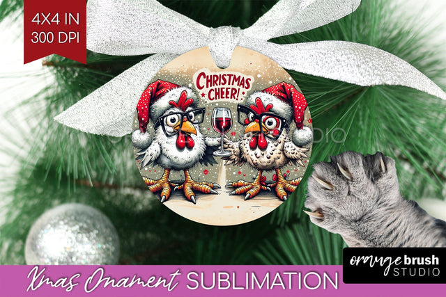 Funny Christmas Ornament PNG - Chicken Ornament Sublimation Sublimation OrangeBrushStudio 