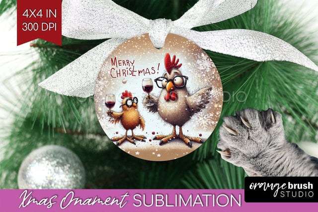 Funny Christmas Ornament PNG - Chicken Ornament Sublimation Sublimation OrangeBrushStudio 